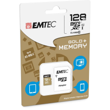 Emtec 128GB microSDXC Emtec Gold+ CL10 + adapter (ECMSDM128GXC10GP) (ECMSDM128GXC10GP) memóriakártya