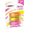 Emtec Pendrive, 32GB, 3 db, USB 2.0, EMTEC C410 Neon, narancs, citromsárga, rózsaszín (UE32GN3)