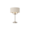 Endon Lighting ENDON Highclere Highclere 3lt Table Brushed chrome plate & natural linen 3 x 18W E14 Eco golf - ED-94369