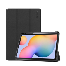 ENKAY tok álló, bőr hatású (aktív FLIP, oldalra nyíló, TRIFOLD asztali tartó funkció, tolltartó) FEKETE [Samsung Galaxy Tab S6 Lite 10.4 ... tablet tok