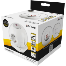 Entac Entac Gömb elosztó 3 foglalattal, 2x2.1A USB-vel kapcsolóval 1.5m 3G1.5 villanyszerelés
