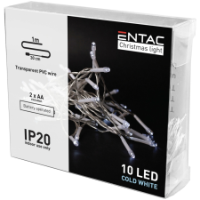 Entac Karácsonyi Beltéri Füzér 10 LED CW 1m (2AA nt.) karácsonyfa izzósor