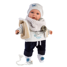 Enzo sírós baba hangokkal és puha anyagtesttel - 42 cm élethű baba