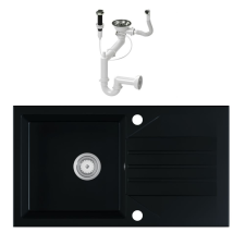 Eos Gránit Mosogató EOS Evinion + dugóemelő (matt fekete) mosogatótálca