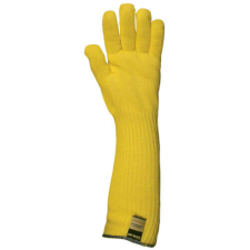 EP. Kötött sárga kevlar kesztyű, 45 cm, 350°c, pamut belső védőkesztyű