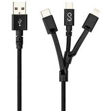 Epico 3in1 Braided Cable 1,2m - fekete kábel és adapter