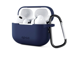 Epico Airpods Pro 2 sötétkék szilikon tok karabinerrel fülhallgató, fejhallgató tok