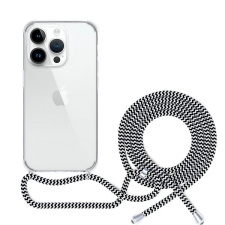 Epico iPhone 13 Pro Max fekete-fehér átlátszó tok nyakpánttal tok és táska