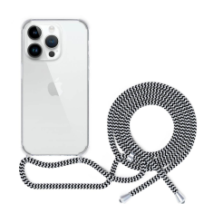 Epico iPhone 14 Plus fekete-fehér átlátszó tok nyakpánttal (69410101000020) tok és táska