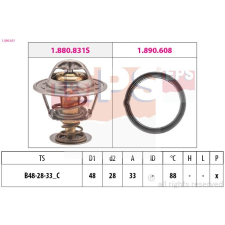 EPS termosztát, hűtőfolyadék EPS 1.880.831 autóalkatrész