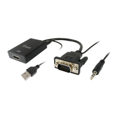 Equip átalakító - 119038 (vga to hdmi with audio, fekete) kábel és adapter