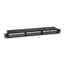 Equip Patch Panel 24 port, Cat6, 1U, árnyékolt, 19" fekete (326425) (e326425) - Kiegészítők asztali számítógép kellék