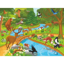  Erdei állatok tapéta, gyerekrajzok3, 250 x 200 cm tapéta, díszléc és más dekoráció