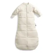 Ergopouch ERGOPOUCH Hálózsák ujjakkal organikus pamut Jersey Oatmeal Marle 8-24 hó, 8-14 kg, 3,5 tog hálózsák, pizsama