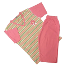 Erkan Nyári pizsama bermudával 152-158 - Rózsaszín Csíkos Virág Mintával (KIÁRUSÍTÁS) gyerek hálóing, pizsama