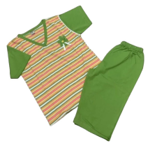 Erkan Nyári pizsama bermudával 152-158 - Zöld Csíkos Virág Mintával (KIÁRUSÍTÁS) gyerek hálóing, pizsama