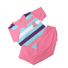 Erkan Rövid ujjú pizsama hosszú nadrággal 128-134 - Korall csíkos / Polip - Kiárusítás gyerek hálóing, pizsama