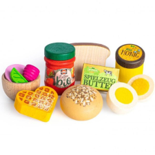 Erzi : Játék reggeli készlet napindító finomságokkal, fa - 11 db-os konyhakészlet