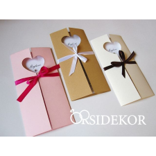  Esküvői meghívó szíves kivágással és szalaggal dekorációs kellék