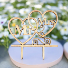  Esküvői tortabeszúró fa Mr és Mrs sütés és főzés