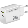 Esperanza Quick Power Charger USB-A / USB-C Hálózati töltő Adapter 20W - Fehér ( )