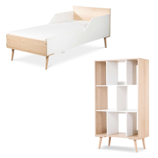 Espiro Little Sky Sofie ifjúsági ágy 80x180 + nyitott álló szekrény - bükk&amp;amp;fehér ágy és ágykellék