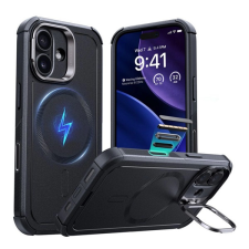 ESR CYBER szilikon telefonvédő (ütésállóság, légpárnás sarok, kitámasztó, MagSafe) FEKETE Apple iPhone 17 tok és táska