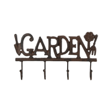 Esschert Design Garden feliratos öntöttvas akasztó, 4 fogassal, 30 cm bútor
