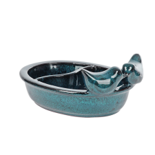 Esschert Design Kerámia madáretető és itató tál, kék etető, itató madaraknak