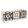 Esschert Design Mediterrán stílusú kerámia virágcserép szett, portugál mozaik mintával, 3 db-os, kültéri és beltéri dekorációs kiegészítő