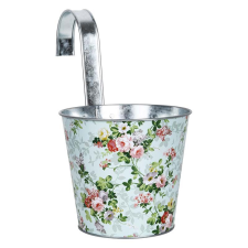 Esschert Design Rózsa mintás felakasztható cink virágcserép, 16 cm átmérőjű kerti tárolás