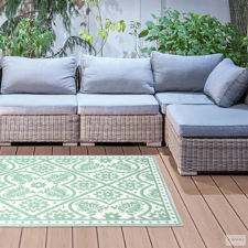 Esschert Design zöld és fehér csempe mintás kültéri szőnyeg 182x122 cm lakástextília