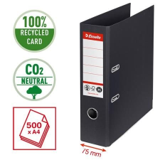 ESSELTE Iratrendező, 75 mm, A4, Co2-semleges, élvédő sínnel, ESSELTE "No.1", fekete irattartó