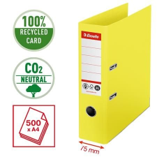 ESSELTE Iratrendező, 75 mm, A4, Co2-semleges, élvédő sínnel, ESSELTE "No.1", sárga irattartó