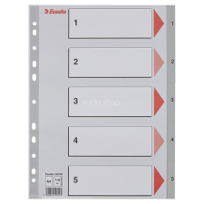 ESSELTE Regiszter, műanyag, A4, 1-5, ESSELTE, szürke regiszter és tartozékai