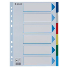 ESSELTE Regiszter, műanyag, A4, 6 részes, ESSELTE regiszter és tartozékai