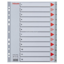 ESSELTE Regiszter, műanyag, A4 Maxi, 1-12, ESSELTE, szürke regiszter és tartozékai