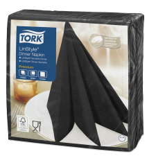 Essity GmbH szalvéta Linstyle, premium textilhatású, FEKETE, 39/1, 50db/csg, 12csg/karton higiéniai papíráru