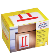 Etikett címke, piktogram álló helyzetet jelző nyílak 74 x100mm,tekercses, 200 címke/doboz, Avery piros etikett