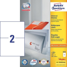 Etikett címke univerzális 3655 fehér 210x148mm Avery etikett