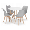 Étkezőgarnitúra 1+4, KAMI fehér asztal 80x80 + BALI MARK szürke székek