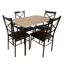  Étkezőgarnitúra 1+4, sonoma tölgy/fekete/barna, NAREN bútor