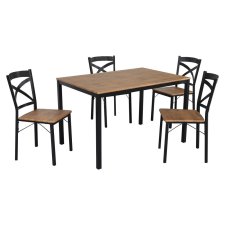  Étkezőgarnitúra 1+4, sötét tölgy/fekete, HAIM bútor