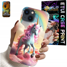 ETUI FOR APPLE IPHONE 15 - Egyszarvú ló szivárványos minták + Üveg tok és táska
