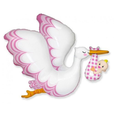 EU Stork Baby Girl, Gólya fólia lufi 61cm party kellék