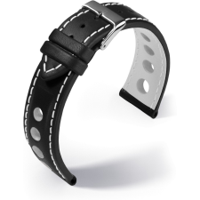 Eulit Barington Racing bőr óraszíj, fekete/fehér 20mm óraszíj