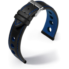 Eulit Barington Racing bőr óraszíj, fekete/kék 20mm óraszíj