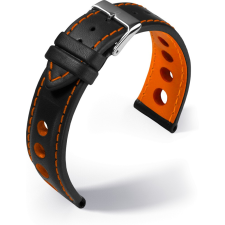 Eulit Barington Racing bőr óraszíj, fekete/narancs 18mm óraszíj