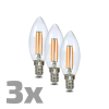  Euro-Lux LED izzószálas izzó E14 C37 4 W 470 lm 3000 K 3 db