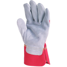 Euro Protection EP munkavédelmi bőrkesztyű, szürke marhahasíték/piros vászon kézhát 12-es méret védőkesztyű